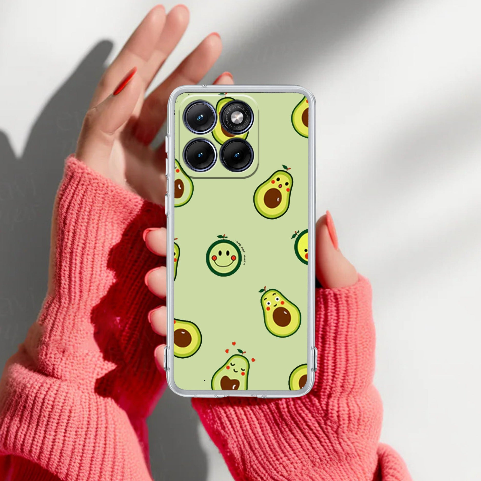 Cute Avocado Transparent Silicon Case For Motorola