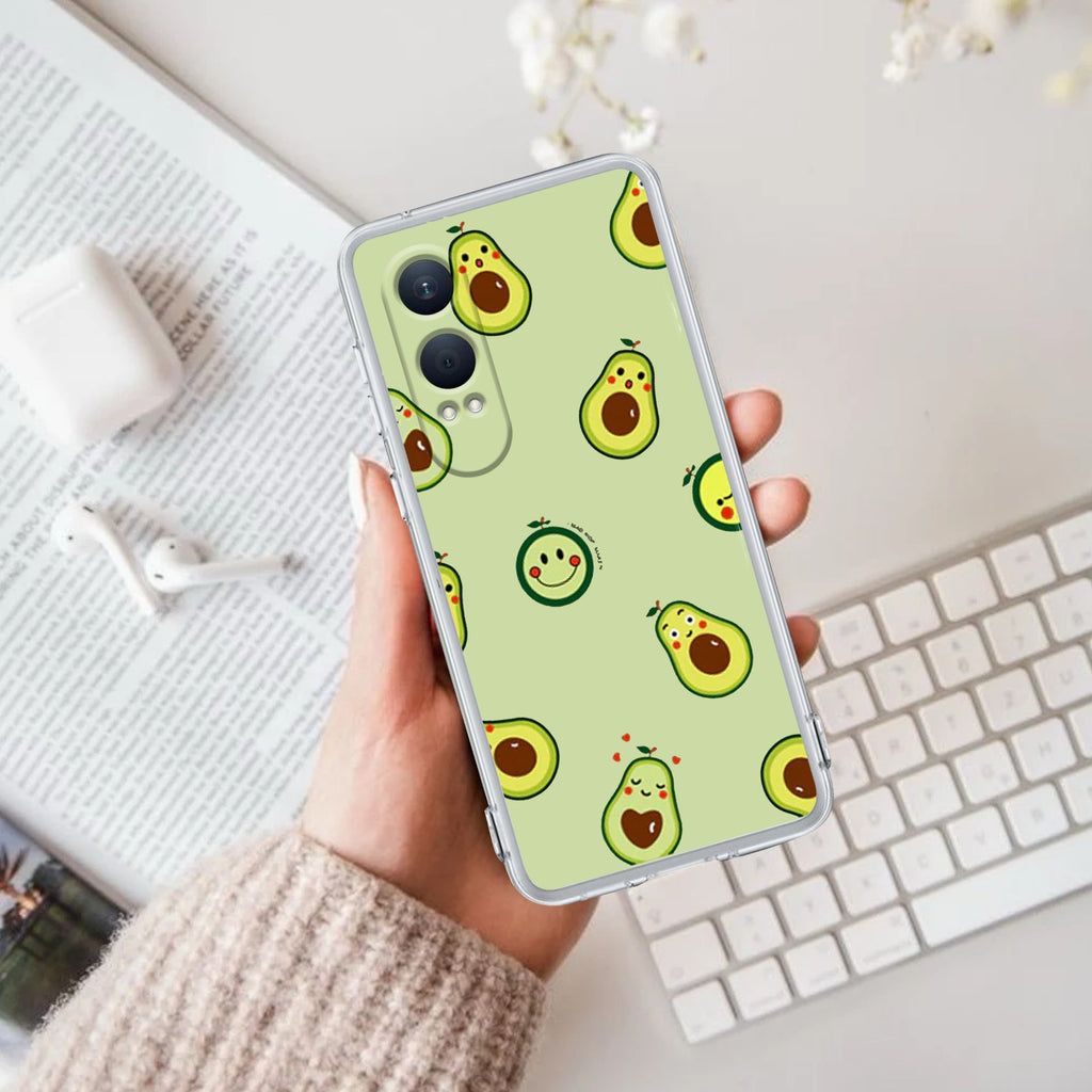 Cute Avocado Transparent Silicon Case For OnePlus Nord CE 4 Lite 5G