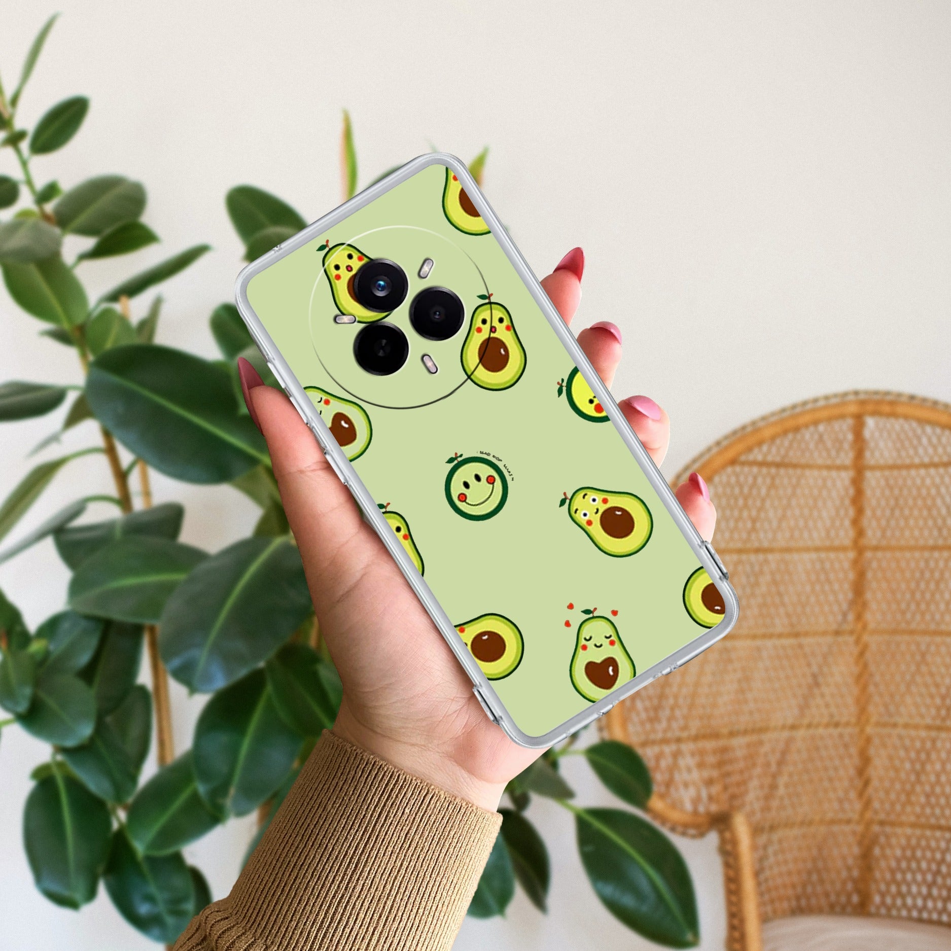 Cute Avocado Transparent Silicon Case For Realme GT 7T 5G