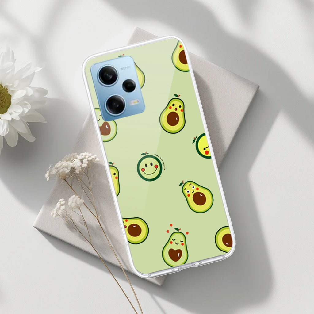 Cute Avocado Transparent Silicon Case For Redmi Note 12 5G