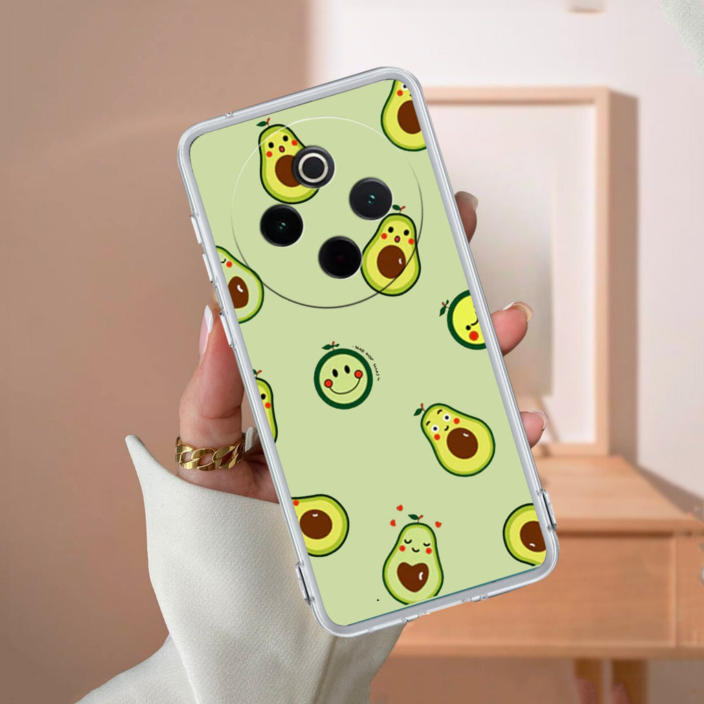Cute Avocado Transparent Silicon Case For Vivo T4 5G