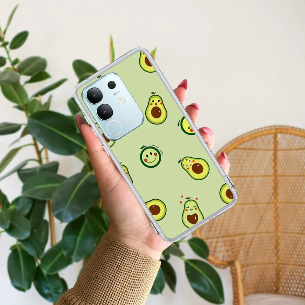 Cute Avocado Transparent Silicon Case For Vivo V21e 5G