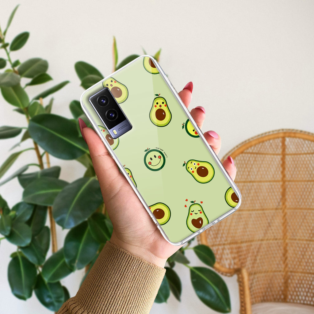 Cute Avocado Transparent Silicon Case For Vivo V21e 5G