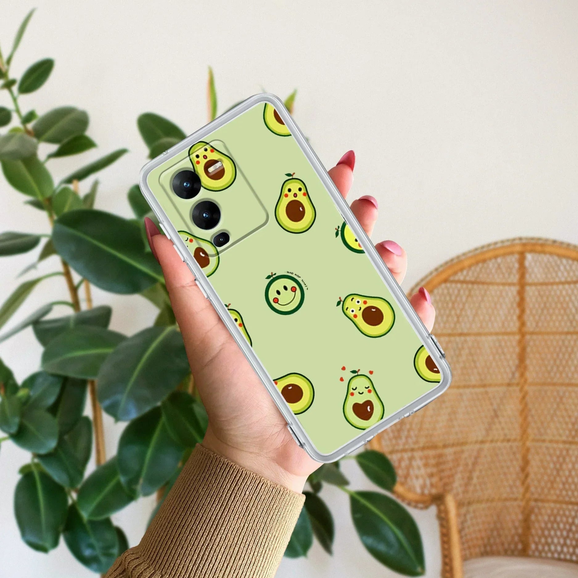Cute Avocado Transparent Silicon Case For Vivo V25 Pro 5G