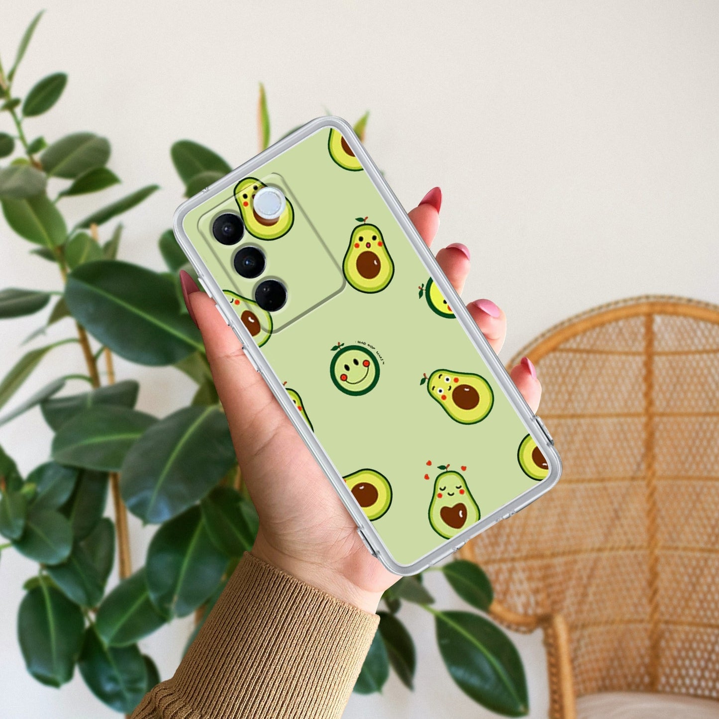 Cute Avocado Transparent Silicon Case For Vivo