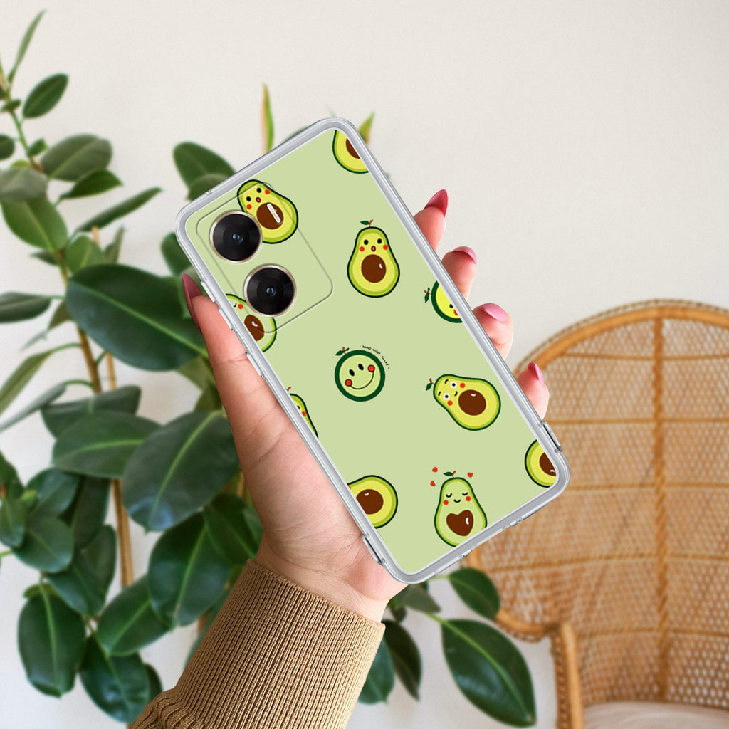 Cute Avocado Transparent Silicon Case For Vivo V29E 5G