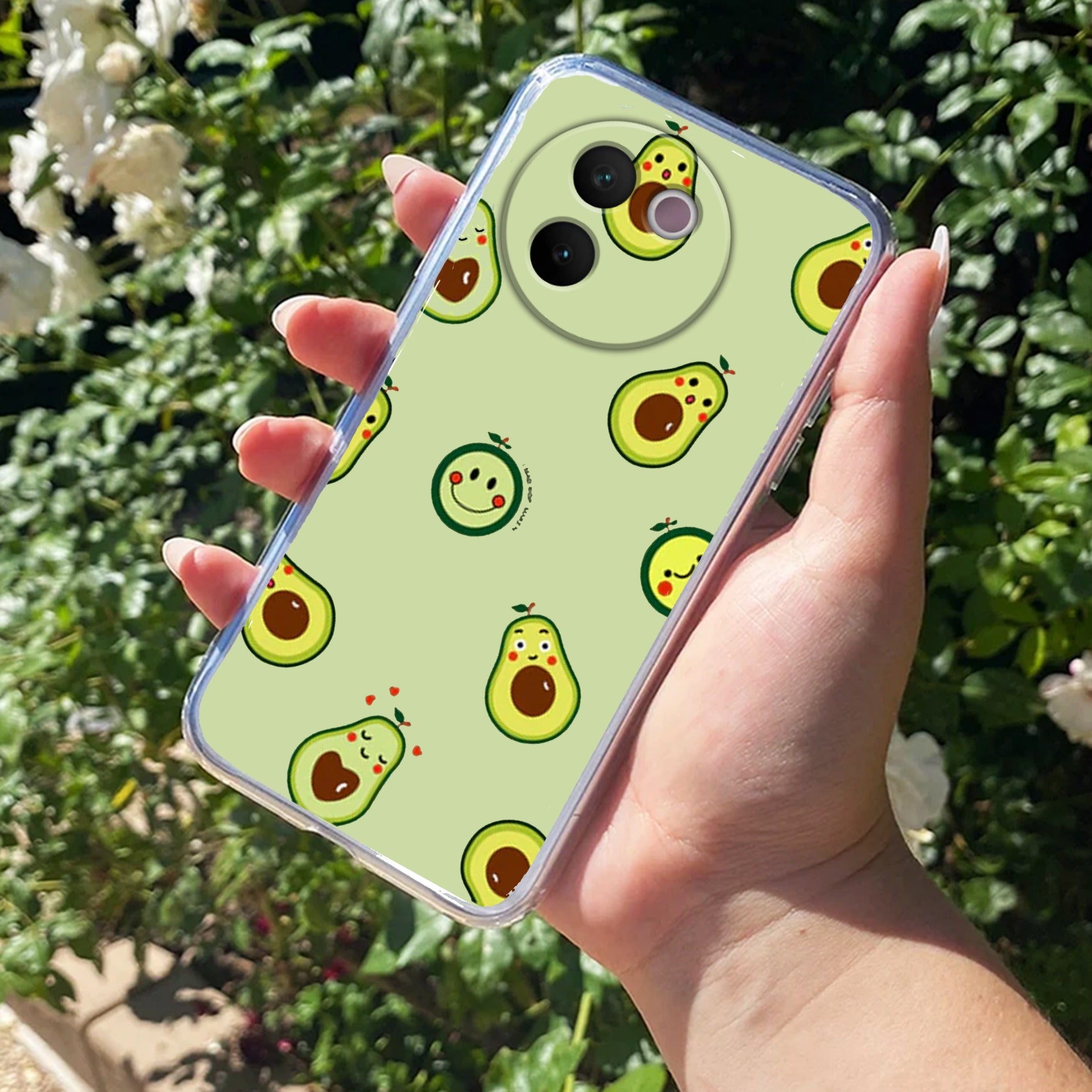 Cute Avocado Transparent Silicon Case For Vivo V30e 5G