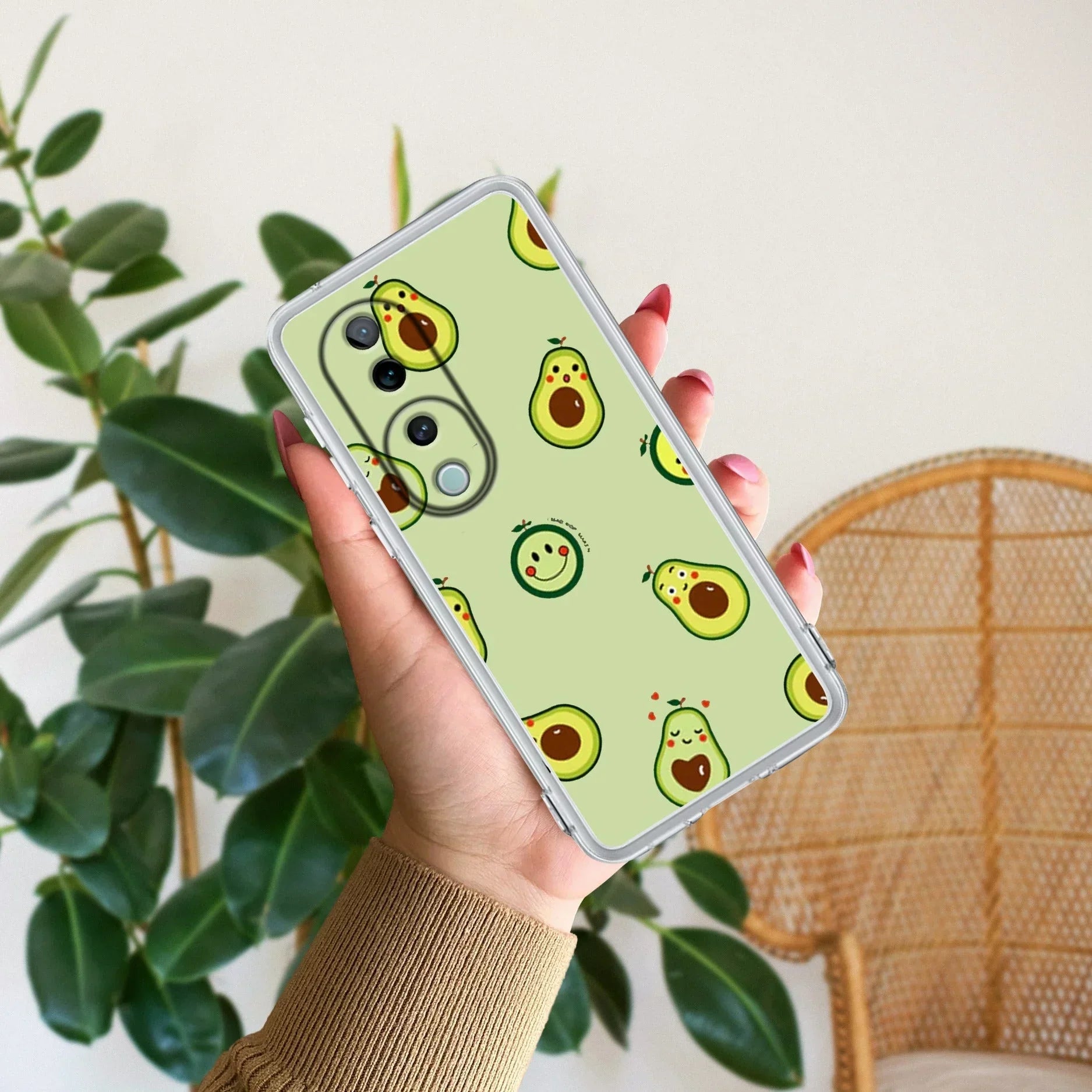Cute Avocado Transparent Silicon Case For Vivo Y200e 5G
