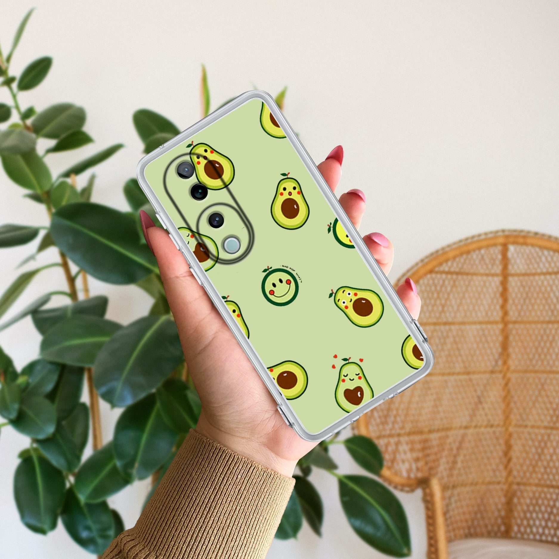 Cute Avocado Transparent Silicon Case For Vivo V40 5G