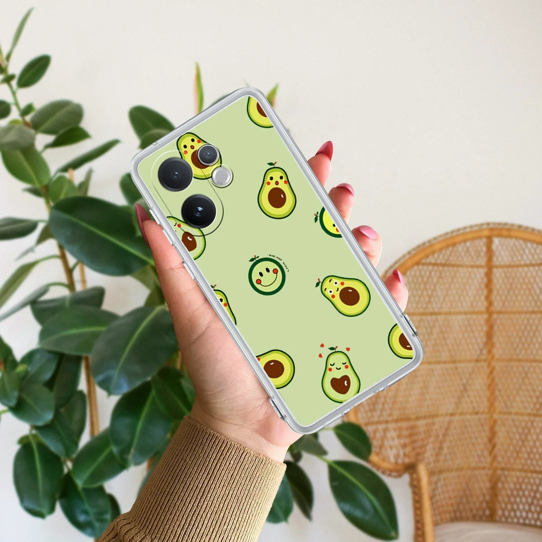 Cute Avocado Transparent Silicon Case For Vivo T3 Lite 5G
