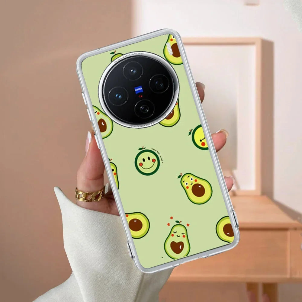 Cute Avocado Transparent Silicon Case For Vivo Y200 5G