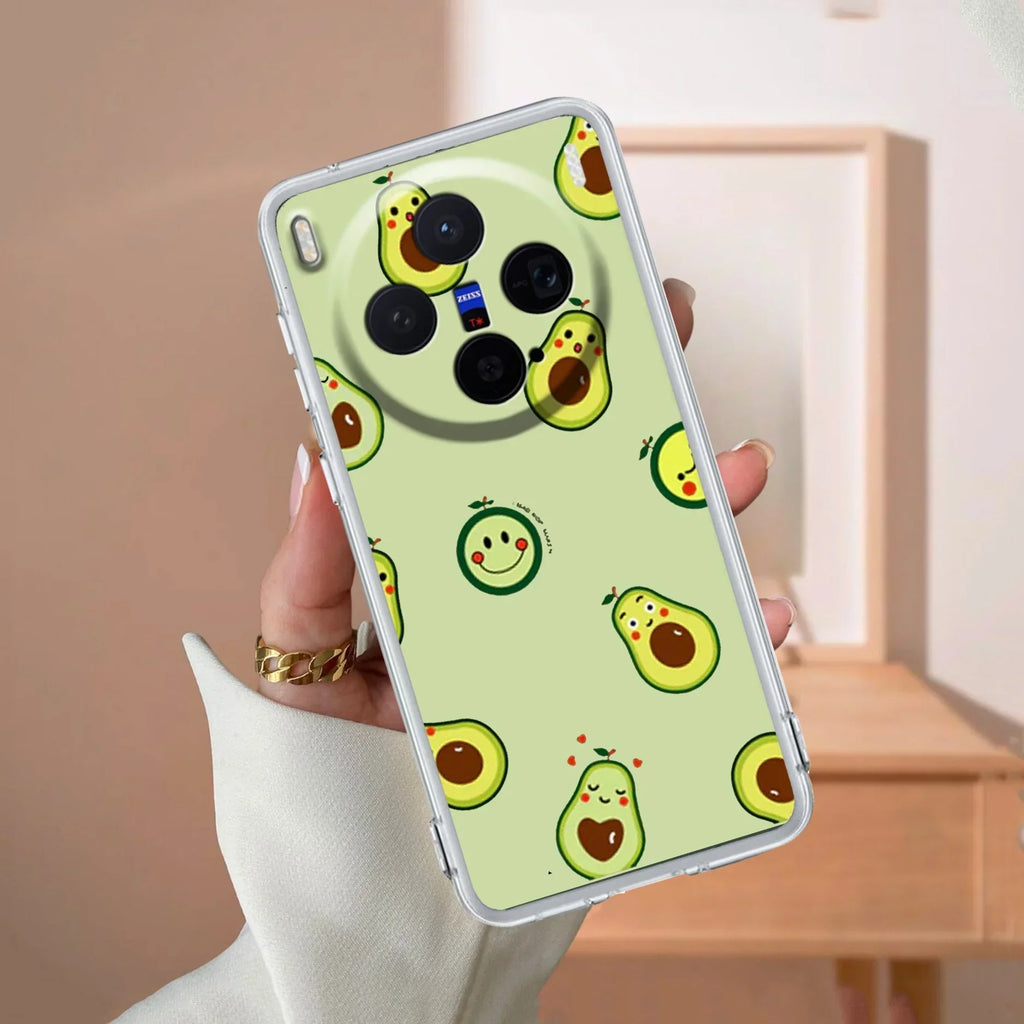 Cute Avocado Transparent Silicon Case For Vivo X300 5G