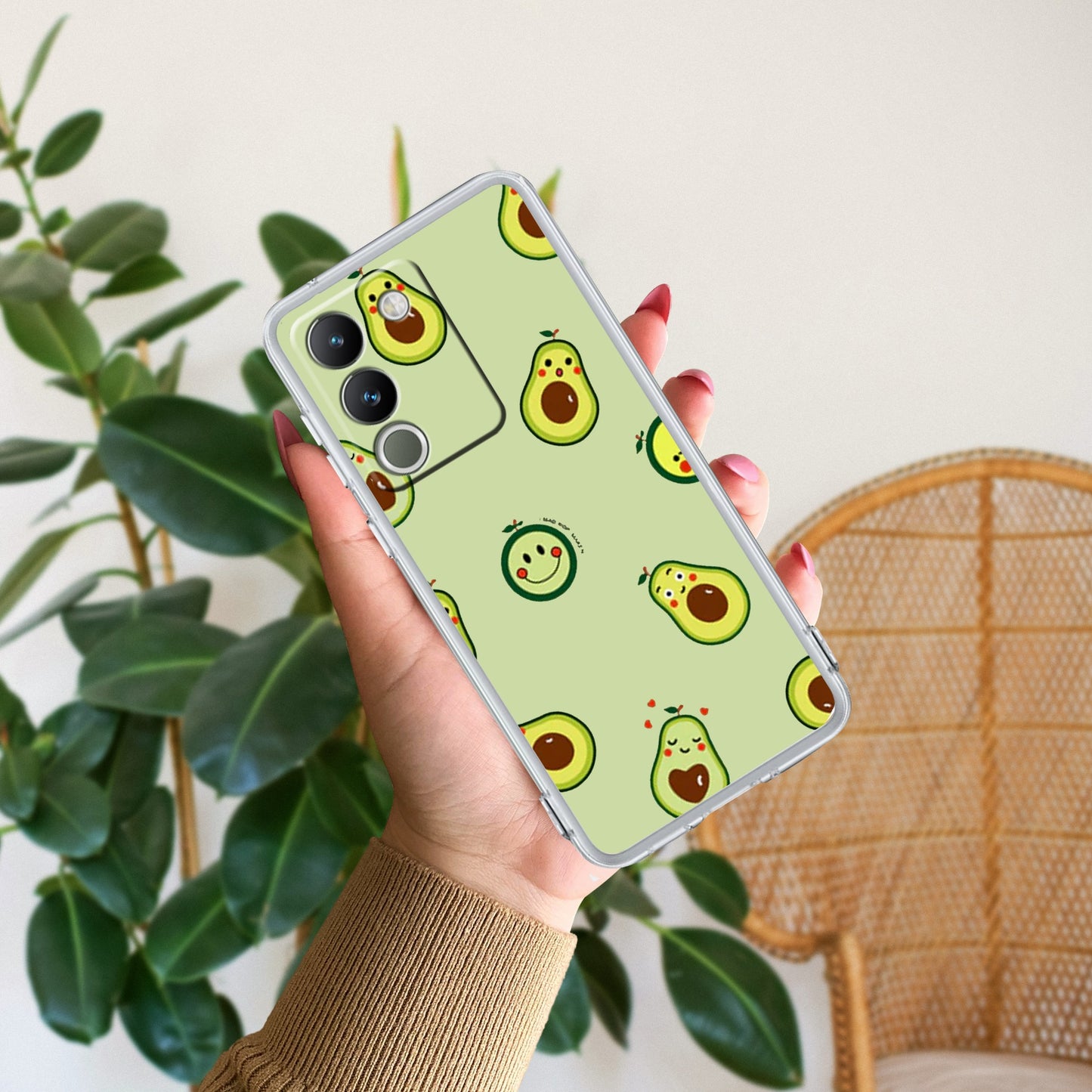 Cute Avocado Transparent Silicon Case For Vivo