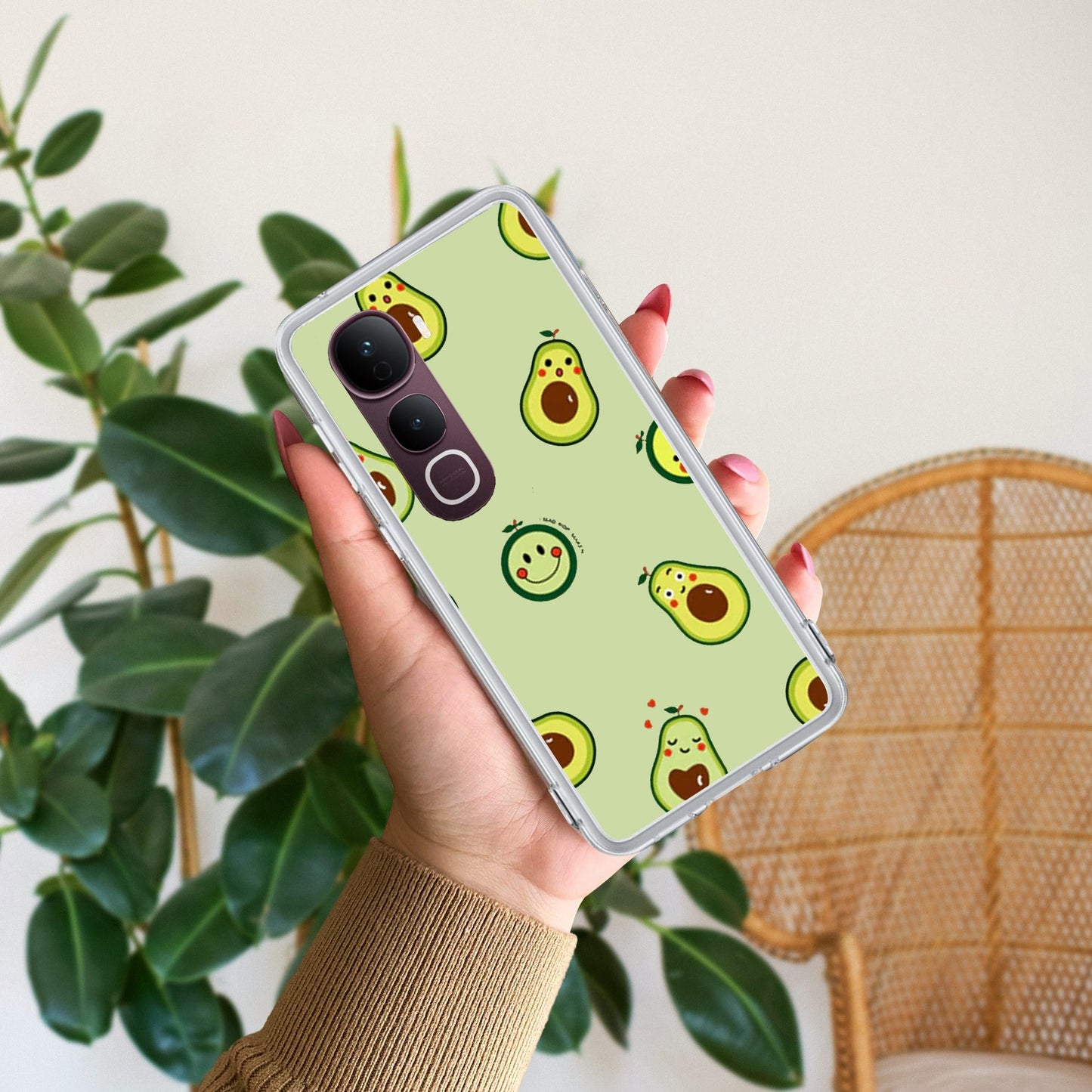 Cute Avocado Transparent Silicon Case For Vivo