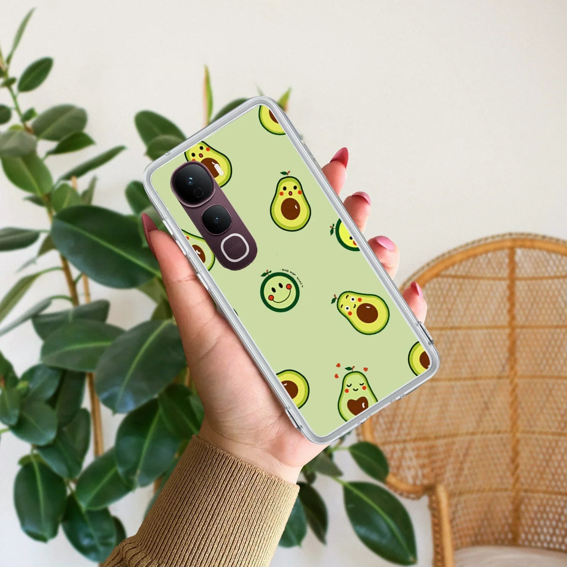 Cute Avocado Transparent Silicon Case For Vivo Y58 5G