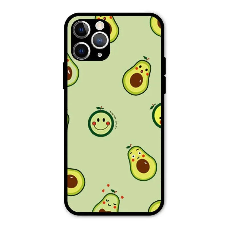 Cute Avocado Glossy Metal Case Cover For iPhone 11 Pro