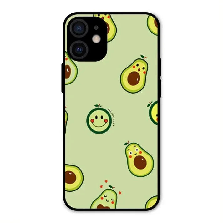 Cute Avocado Glossy Metal Case Cover For iPhone 12 mini