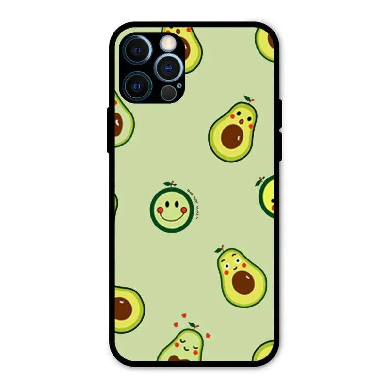 Cute Avocado Glossy Metal Case Cover For iPhone 12 Pro