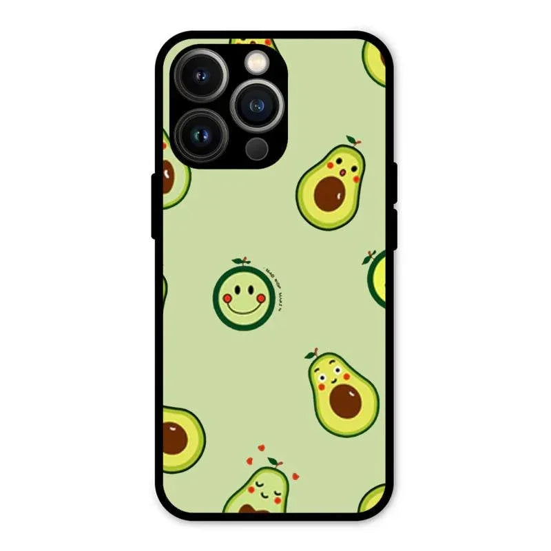 Cute Avocado Glossy Metal Case Cover For iPhone 13 Pro Max