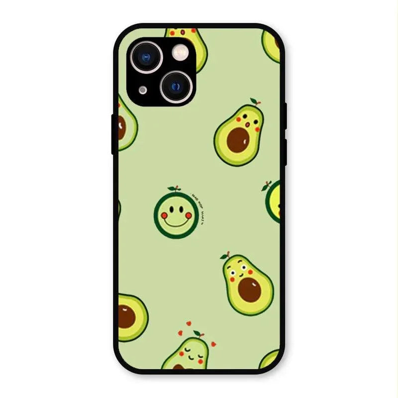Cute Avocado Glossy Metal Case Cover For iPhone 13