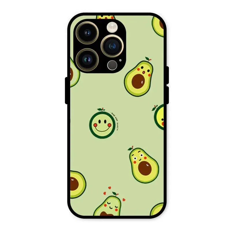 Cute Avocado Glossy Metal Case Cover For iPhone 14 Pro Max