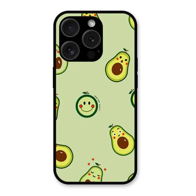 Cute Avocado Glossy Metal Case Cover For iPhone 15 Pro Max