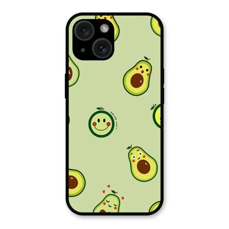 Cute Avocado Glossy Metal Case Cover For iPhone 15