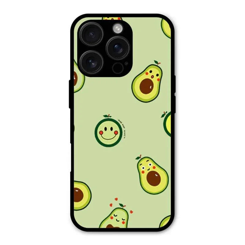 Cute Avocado Glossy Metal Case Cover For iPhone 16 Pro