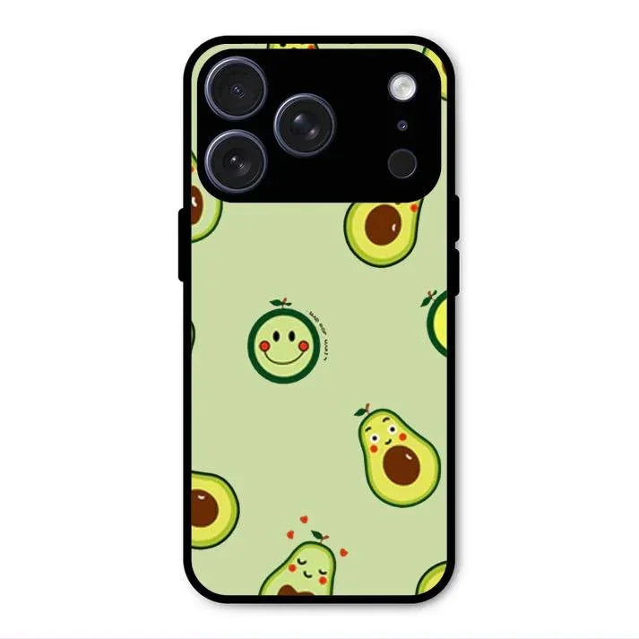 Cute Avocado Glossy Metal Case Cover For iPhone 17 Pro Max