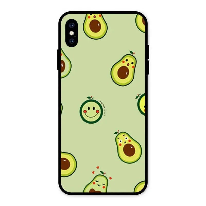 Cute Avocado Glossy Metal Case Cover For iPhone XS Max