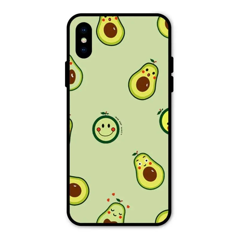 Cute Avocado Glossy Metal Case Cover For iPhone XS