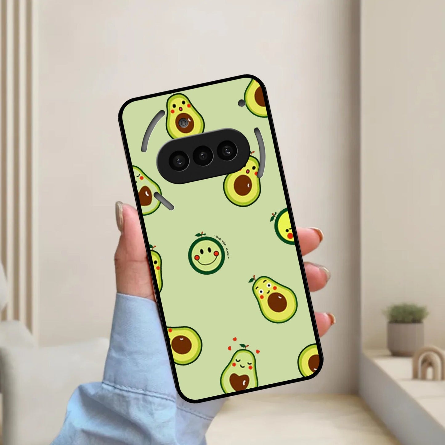 Cute Avocado Glossy Metal Case Cover For Nothing
