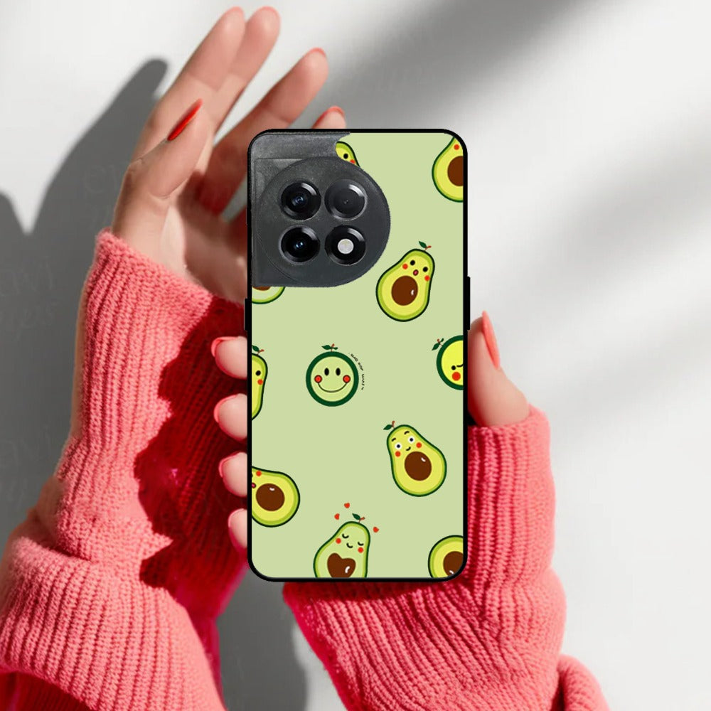 Cute Avocado Glossy Metal Case Cover For OnePlus