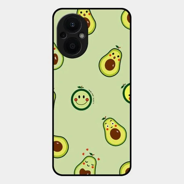 Cute Avocado Glossy Metal Case Cover For Oppo F21 Pro 5G