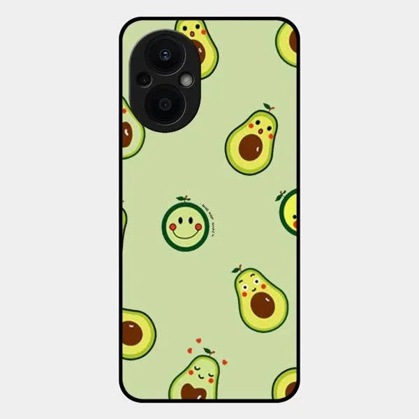Cute Avocado Glossy Metal Case Cover For Oppo F21S Pro 5G