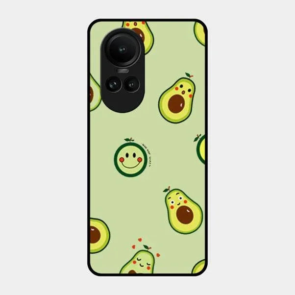 Cute Avocado Glossy Metal Case Cover For Oppo Reno 10 5G