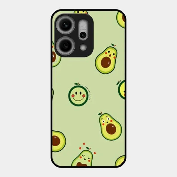 Cute Avocado Glossy Metal Case Cover For Oppo Reno 14 Pro 5G