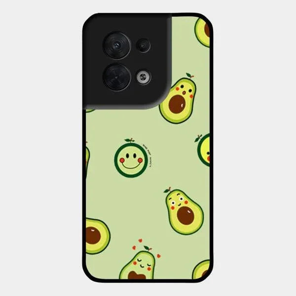 Cute Avocado Glossy Metal Case Cover For Oppo Reno 8 5G