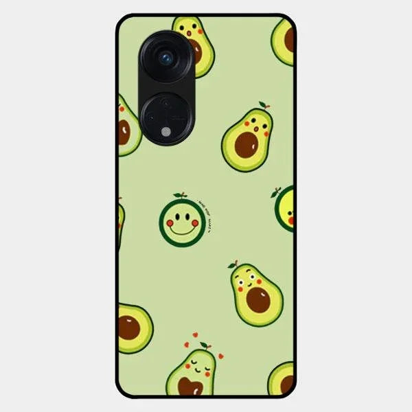 Cute Avocado Glossy Metal Case Cover For Oppo Reno 8T 5G