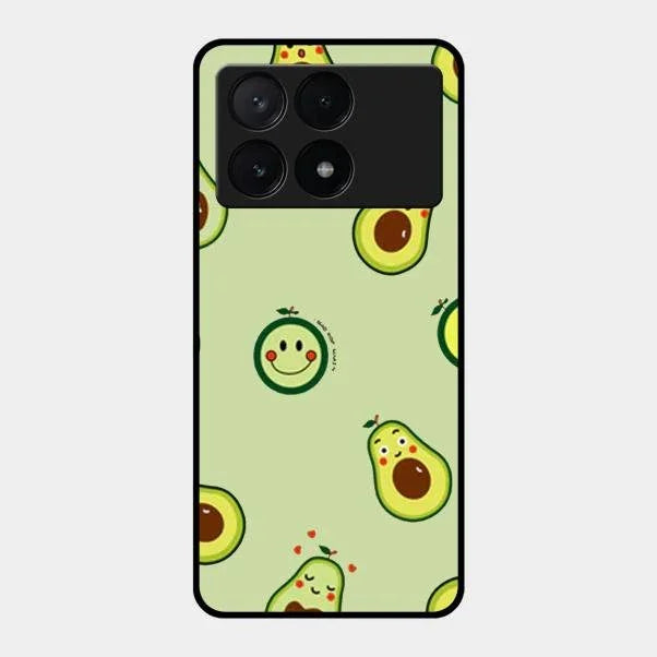 Cute Avocado Glossy Metal Case Cover For Poco X6 Pro 5G