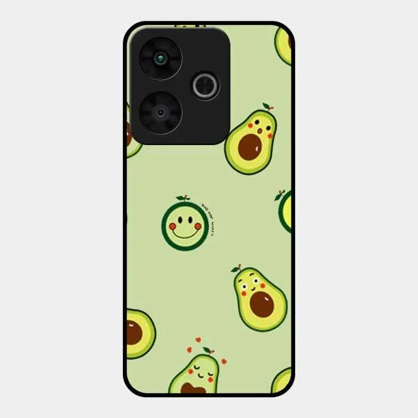 Cute Avocado Glossy Metal Case Cover For Redmi 13 5G