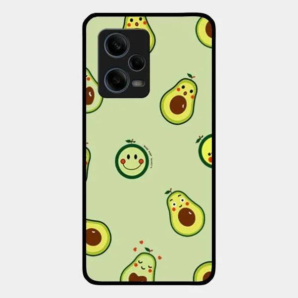 Cute Avocado Glossy Metal Case Cover For Redmi Note 12 Pro 5G