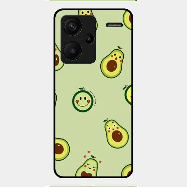 Cute Avocado Glossy Metal Case Cover For Redmi Note 13 Pro Plus 5G