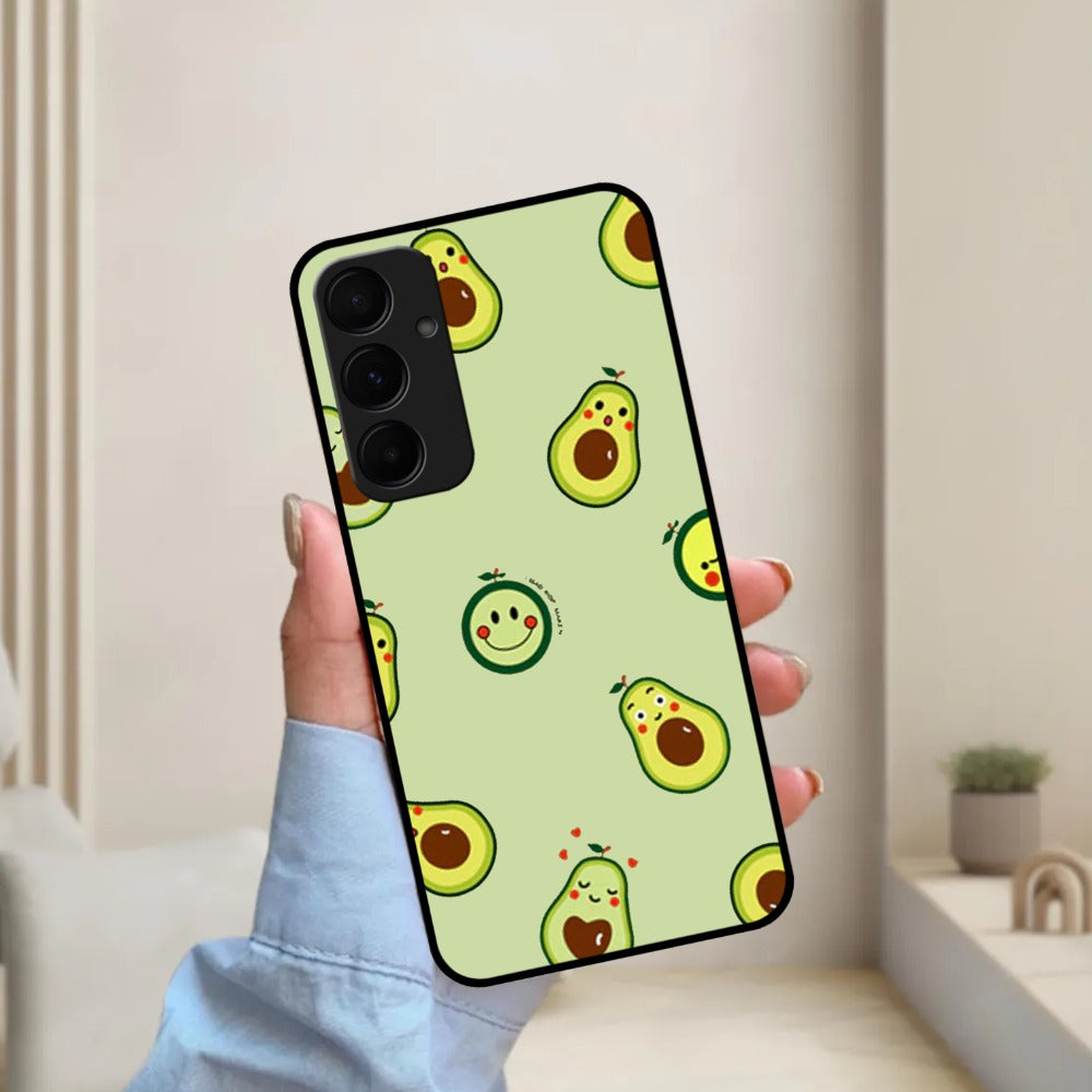 Cute Avocado Glossy Metal Case Cover For Samsung