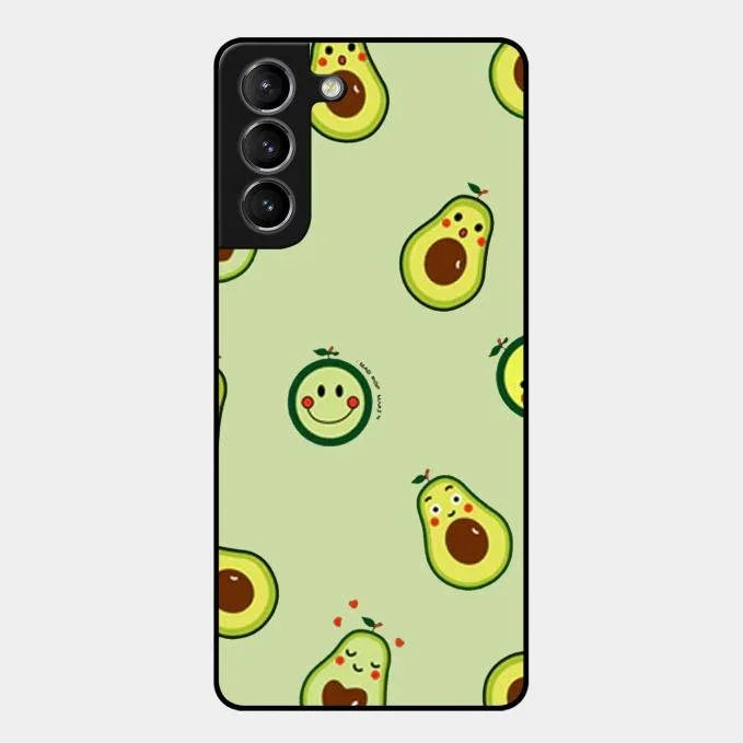 Cute Avocado Glossy Metal Case Cover For Samsung Galaxy S21