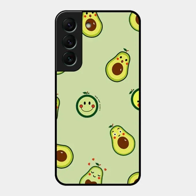 Cute Avocado Glossy Metal Case Cover For Samsung Galaxy S22 5G