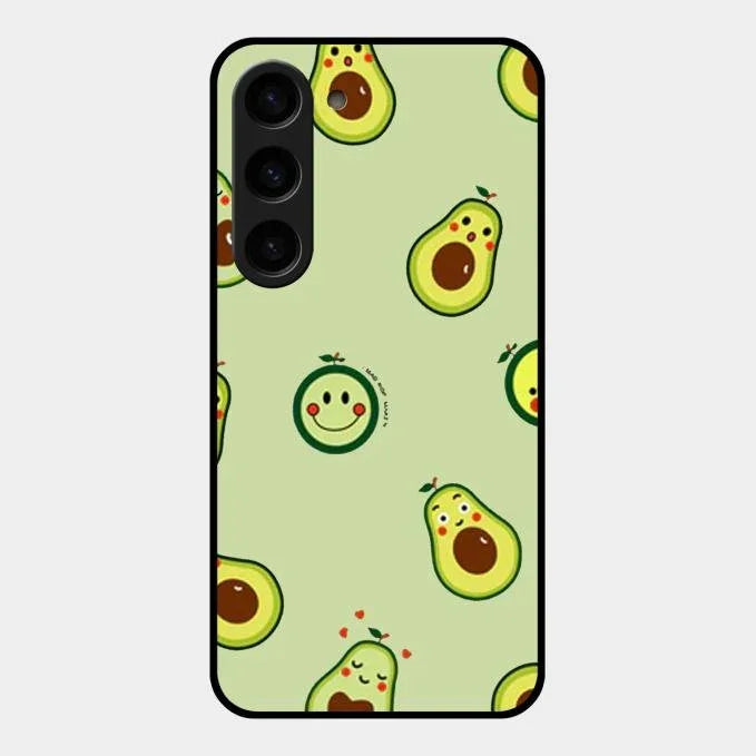 Cute Avocado Glossy Metal Case Cover For Samsung Galaxy S23 5G