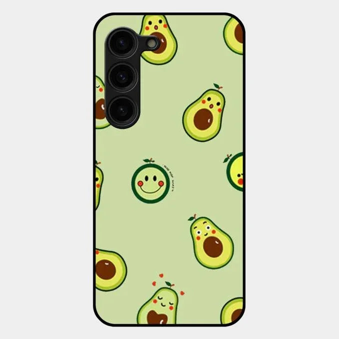 Cute Avocado Glossy Metal Case Cover For Samsung Galaxy S23 Plus 5G