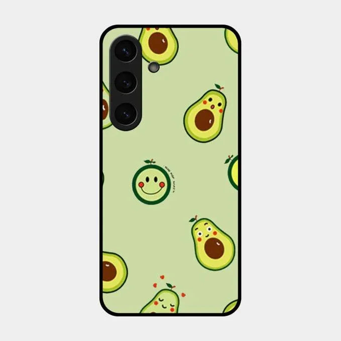 Cute Avocado Glossy Metal Case Cover For Samsung Galaxy S24 Fe 5G