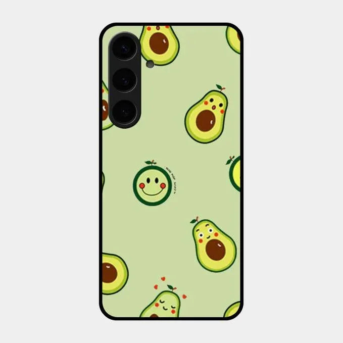 Cute Avocado Glossy Metal Case Cover For Samsung Galaxy S24 Plus 5G